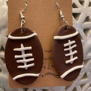 Lightweight Polymer Clay Football Dangle Earrings